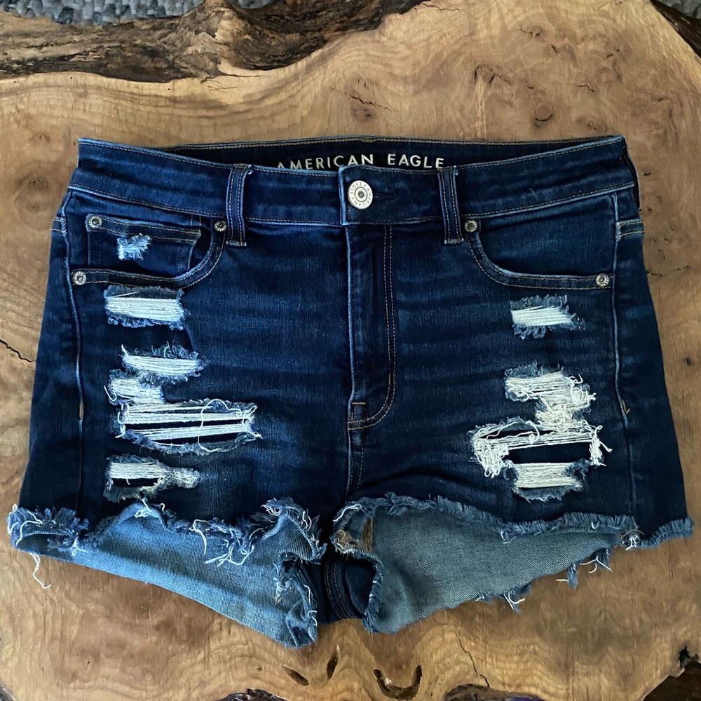 american eagle high waisted stretch denim short - 8
